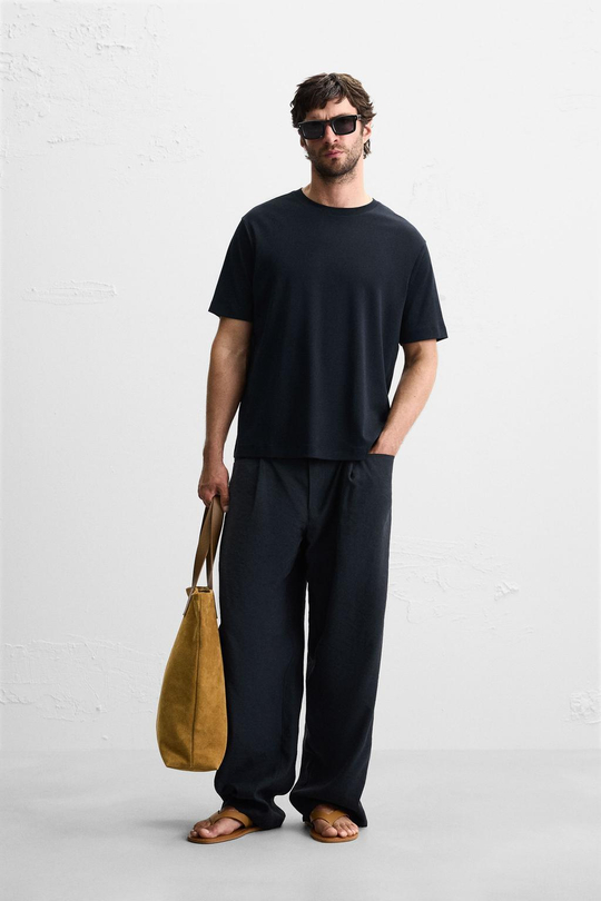 ZARA ФУТБОЛКА ИЗ ХЛОПКА SUPIMA ®, МОРСКОЙ СИНИЙ
