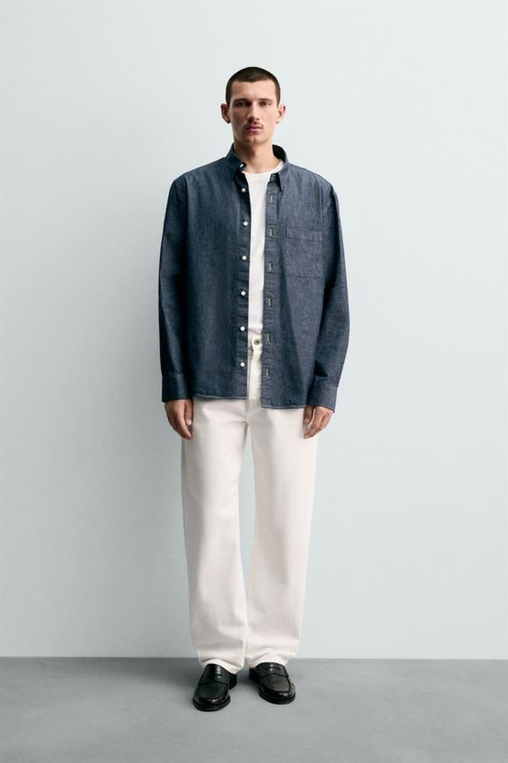 ZARA ДЖИНСЫ STRAIGHT ДЛИНОЙ ДО ЩИКОЛОТКИ SELVEDGE, ЭКРЮ