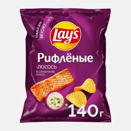 Чипсы Lays Рифлёные Лосось в сливочном соусе 140г