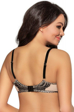 Бюстгальтер на косточках с отделкой кружевом и леопардовым кантом (Размер: 70D) (Цвет: телесный)