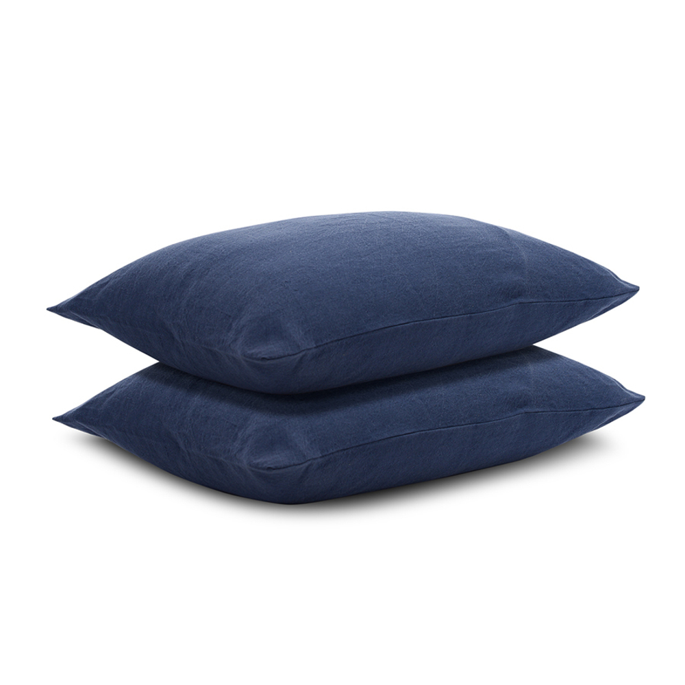 Наволочка изо льна темно-синего цвета essential, 50х70 см