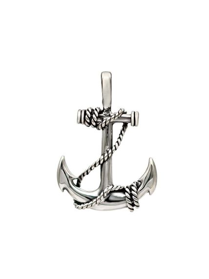 Фото мужской подвески якорь из серебра.