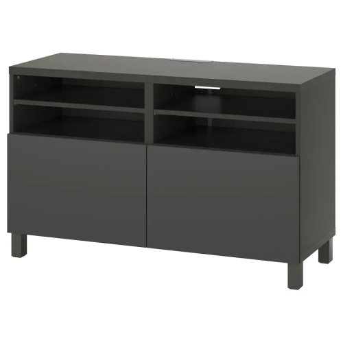 Тумба под ТВ с дверцами - IKEA BESTÅ/BESTA/БЕСТО ИКЕА, 42х74х120 см, черный