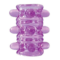 Открытая фиолетовая насадка 5,5см на пенис Bior Toys Erowoman-Eroman Crystal Sleeve EE-10085-1