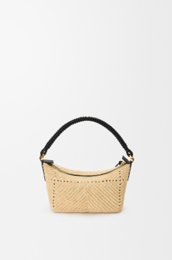 Loewe Мини-сумка Cala из телячьей кожи и рафии, натуральный/черный