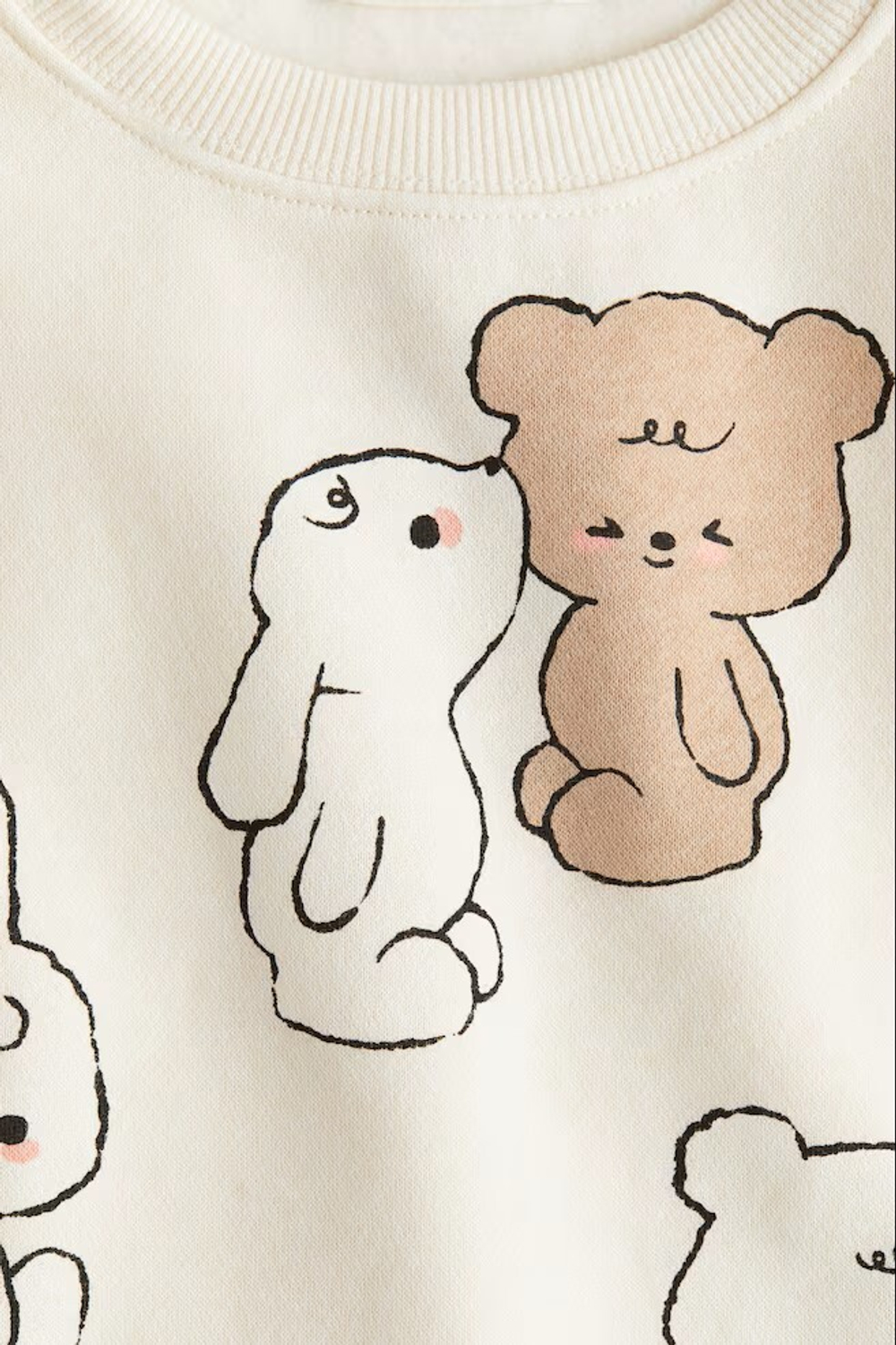 H&M Толстовка с круглым вырезом и принтом, кремовый