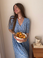 Платье Шарлотта для беременных и кормящих, Синий с белыми цветами