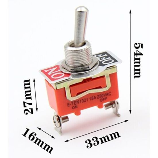 E-TEN1021 Тумблерный переключатель ON-OFF 2pin 15A (1 шт.)