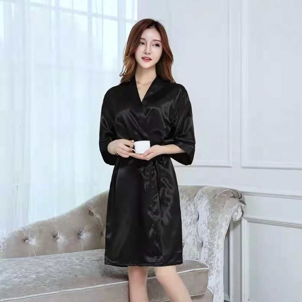 Черный длинный халатик ROSYLAND Clothin OS (Цвет: черный)