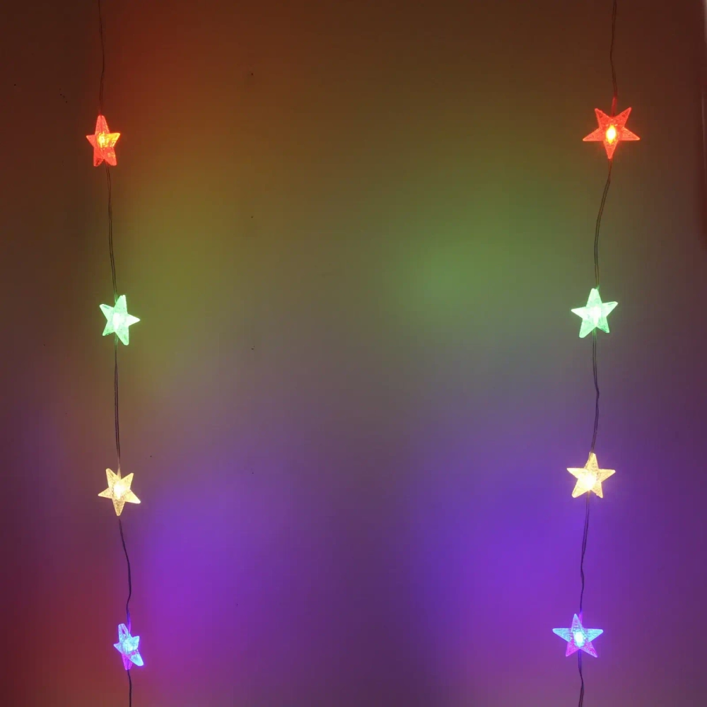 Гирлянда для дома ЗАНАВЕС «Звезды» ш3* в2 м 160 ламп LED, прозр. пров, 8 реж,IP-40, Мультицвет (возможность соединения)