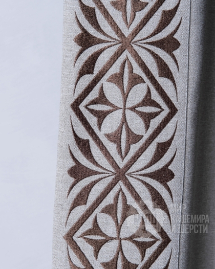 Люксовые шторы с вышивкой ДЮПОНН (арт. BL01-247-02) - (200х280)х2 см. - бежево-серые