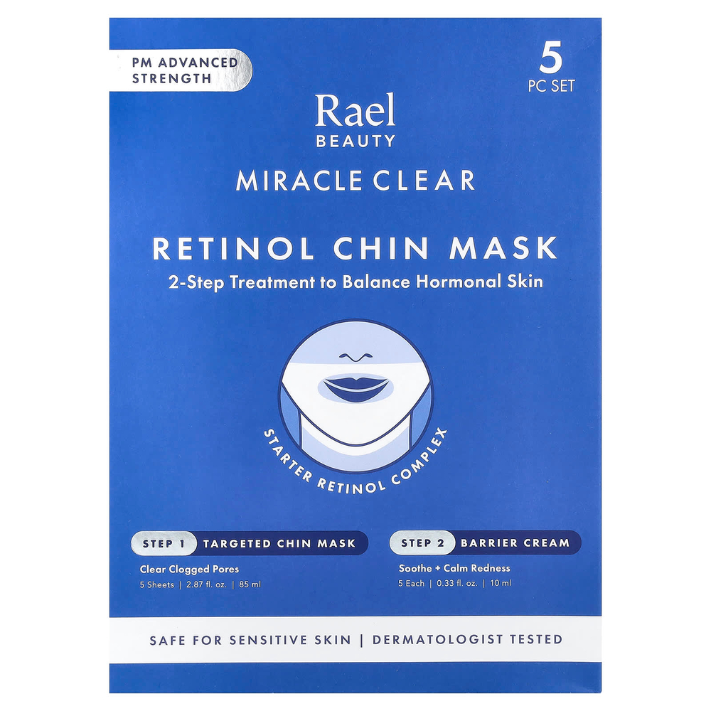 Rael, Miracle Clear, косметическая маска для подбородка с ретинолом, барьерный крем, набор из 10 предметов