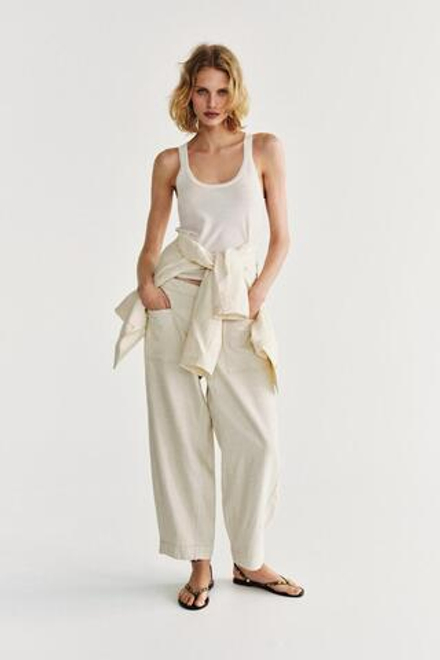 ZARA БРЮКИ BARREL — ZW COLLECTION, ЭКРЮ