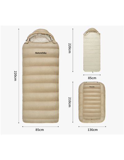 Мешок спальный Naturehike XS1000, 220х85 см, (правый) (ТК: -10C), зелёный