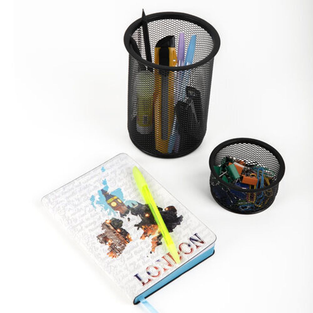 Подставка-органайзер BRAUBERG "Germanium", металлическая, круглое основание, 50х95 мм, черная, 223120