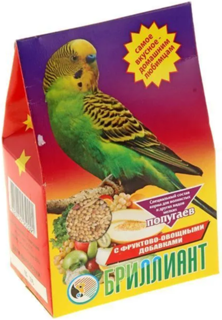 Бриллиант 400г. корм для волнистых попугаев с фруктово-овощными добавками