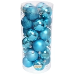 Новогодние шары 6 см (набор 24 шт) «Микс фактур», голубой