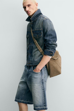 ZARA ДЖИНСОВЫЕ ШОРТЫ RELAXED FIT, СИНИЙ