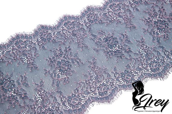 01-11 Кружево шантильи 21 см, сапфир/пудра
