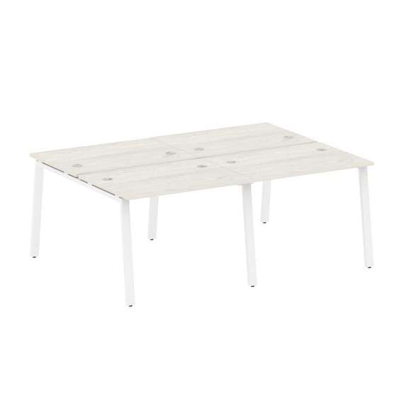 Metal System Рабочая станция на 4 места на А-образном м/к БА.СМ-4.1 Дуб Наварра/Металл Белый 2000*14