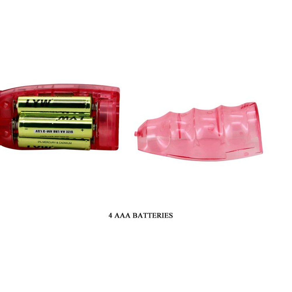 Розовый вибратор-кролик с ротацией и возвратно-поступательным движением Rough - 28,5 см.