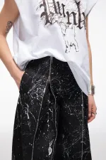 Брюки Kraizy Stripes с замками из джинсы черные