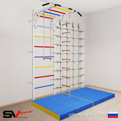 Шведская стенка Sv Sport 53840 (Турник рукоход/Лестница/Трапеция/Мат 2м/Канатный лаз)
