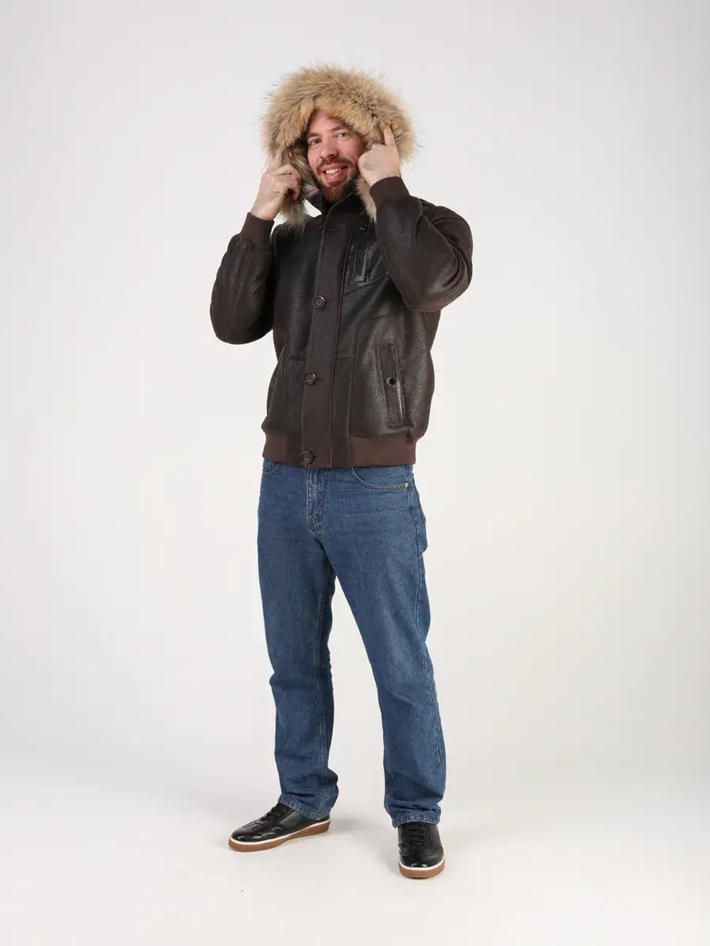 Дубленка натуральная куртка зимняя с капюшоном