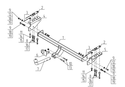 Фаркоп для Geely Emgrand 2023- Тип шара: A. Нагрузки: 750/75 кг, GL 06
