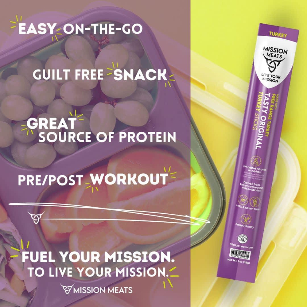 Mission Meats, индейка в палочках, вкусный оригинальный вкус, 28 г (1 унция)