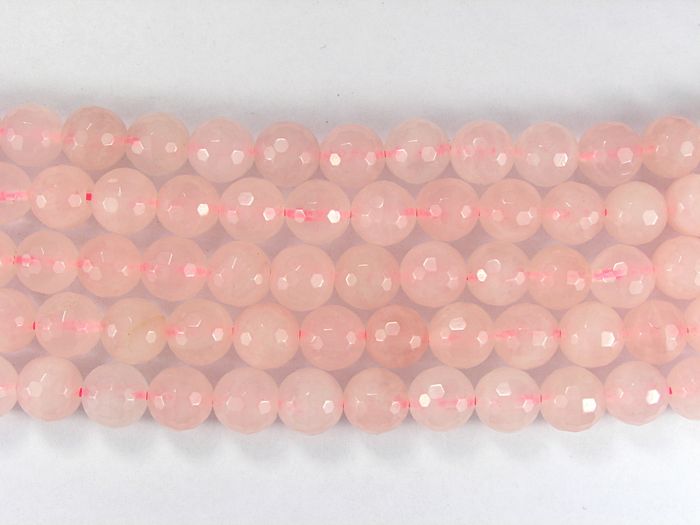 Бусина из кварца розового, фигурная, 8 мм (шар, граненая)