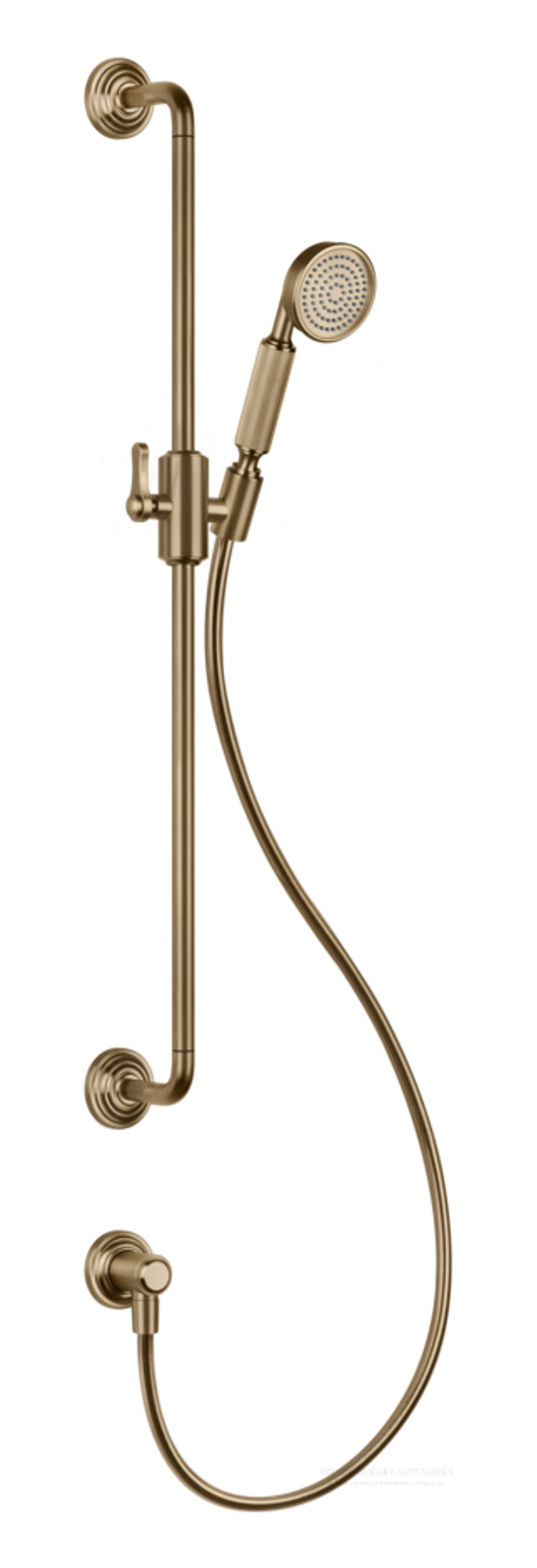 Штанга Gessi Venti20, с душевой лейкой, шлангом и выводом воды, h800 мм, цвет Warm Bronze Br. PVD