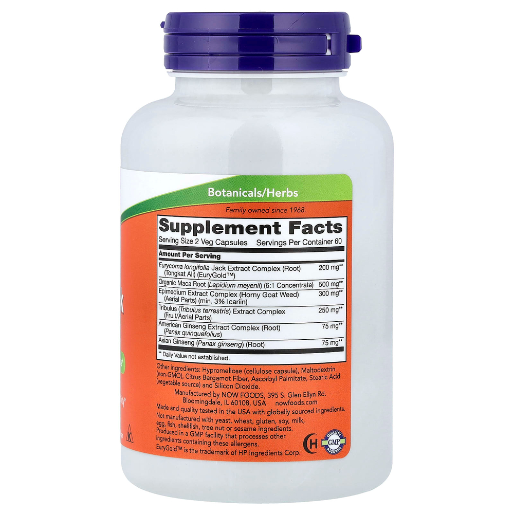 NOW Foods, TestoJack 200™, 120 растительных капсул