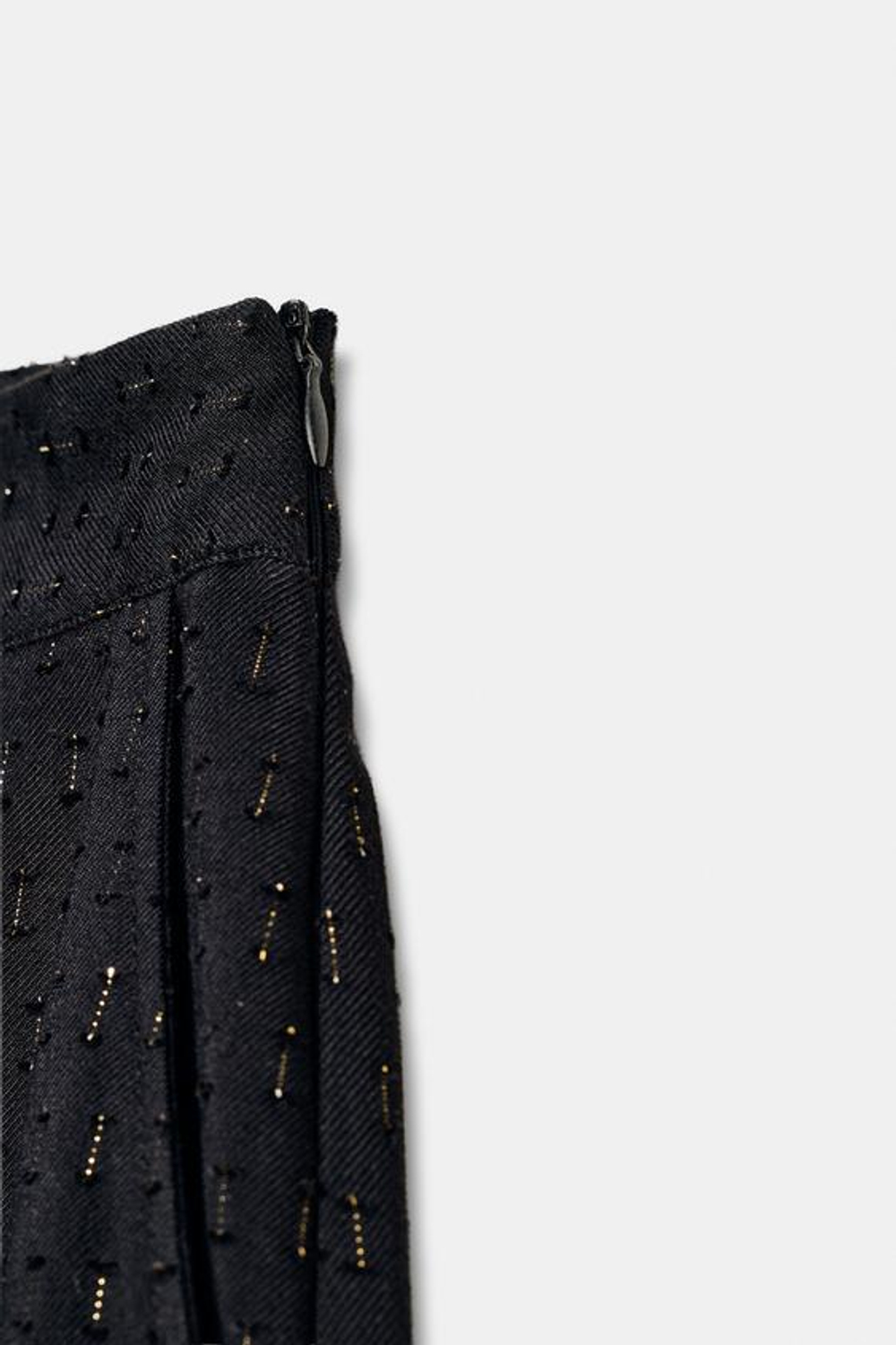 ZARA БРЮКИ-САМБУКИ С МЕТАЛЛИЗИРОВАННОЙ НИТЬЮ, ЧЕРНЫЙ