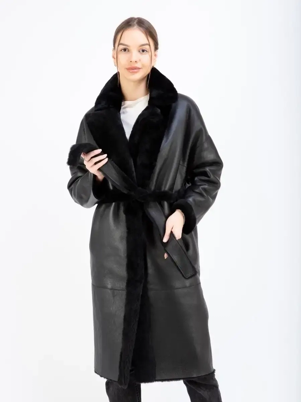 Шуба натуральная дубленка зимняя двухсторонняя