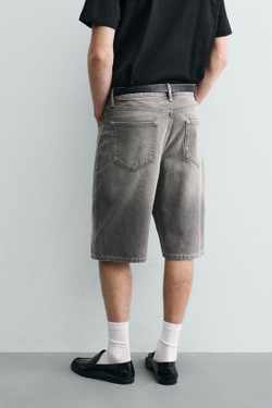 ZARA ДЖИНСОВЫЕ ШОРТЫ LOOSE FIT, СЕРЫЙ
