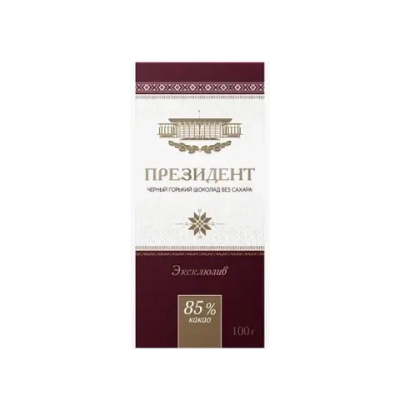 Шоколад черный горький без сахара «Президент» 85% какао «Коммунарка». 100гр.