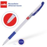 Ручка шариковая Cello "Slimo Grip white body " синяя, 0,7мм, грип, штрих-код