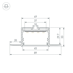 Профиль LINIA45-FANTOM-2000 ANOD (Arlight, Алюминий) 059412
