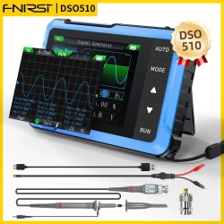 осциллограф FNIRSI DSO510 Портативный цифровой осциллограф 2-в-1 + генератор сигналов, с пробником P6100, полоса пропускания 10 МГц, частота дискретизации 48 Мвыб/с