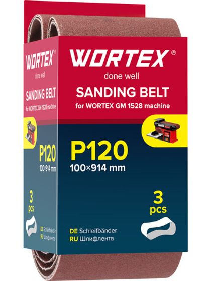 Шлифлента 100x914 мм P120 бесконечная 3 шт. для станка WORTEX GM 1528