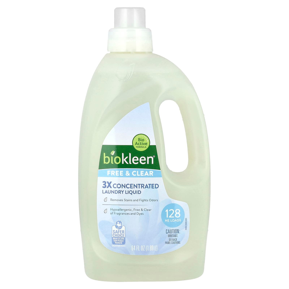 Biokleen, Free & Clear, жидкое средство для стирки, без запаха, 1,89 л (64 жидк. унции)