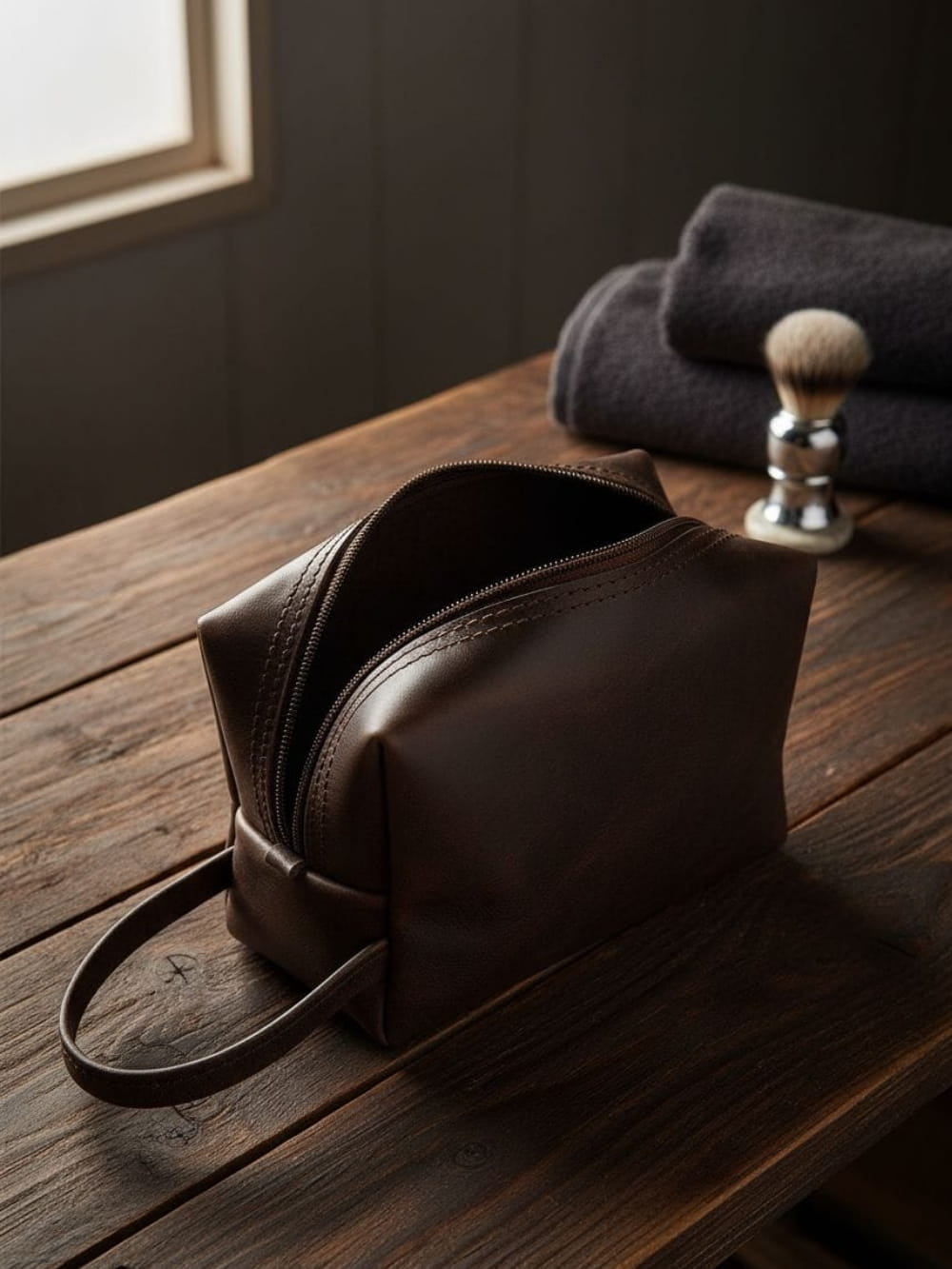 Несессер классический из натуральной кожи (тёмно-коричневый)