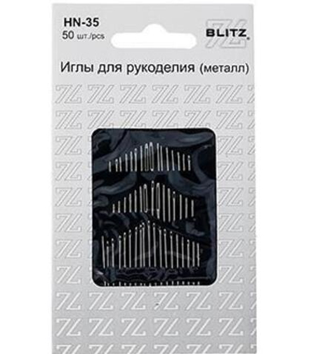 Иглы для шитья ручные  "BLITZ"   HN-35   для рукоделия   в блистере   50 шт.