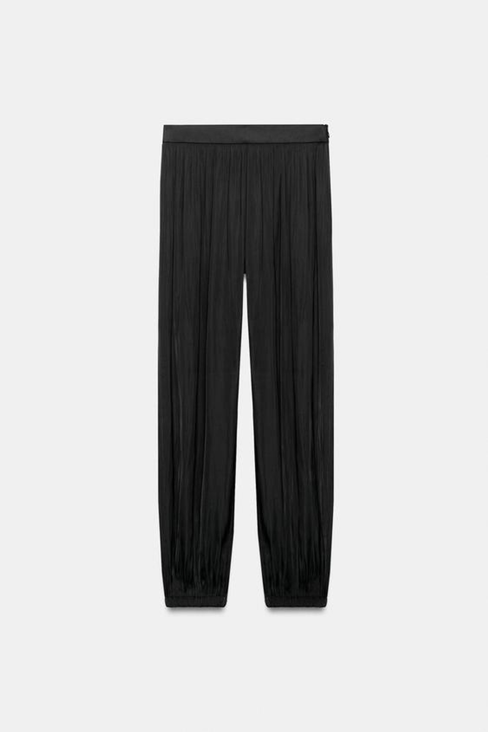 ZARA АТЛАСНЫЕ БРЮКИ-ШАРОВАРЫ, ЧЕРНЫЙ