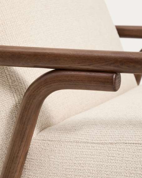 Кресло Sylo из бежевого шенилла и ясеня с отделкой цвета орех