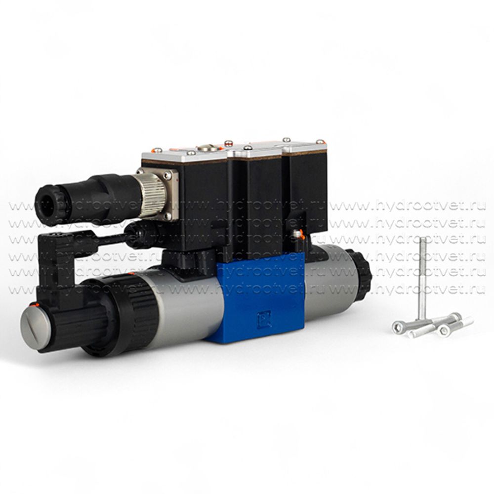 4WREE6E32-2X/G24K31/A1V - Пропорциональный распределитель с обратной связью по положению золотника со встроенным усилителем Ду6, A1 = ±10 В, номинальный расход 32 л/мин, схема E