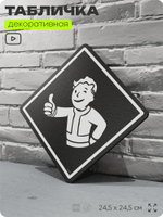 Табличка декоративная "Фоллаут, Fallout, Волт-Бой" на дверь и стену, прикольная штука в подарок геймеру, декоративный знак, 24,5х24,5 см, Айдентика Технолоджи