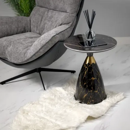 Кофейный столик Bradex Home Secret диам.40см x 54см, чёрный мрамор, металл, керамика