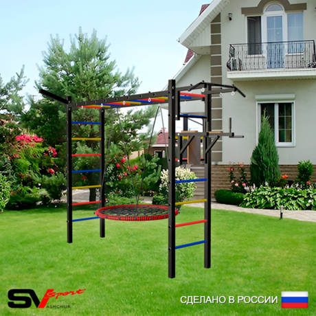 Уличная шведская стенка Sv Sport рукоход У5231 (Турник/Брусья/Гнездо 80см/Кронш бокс)